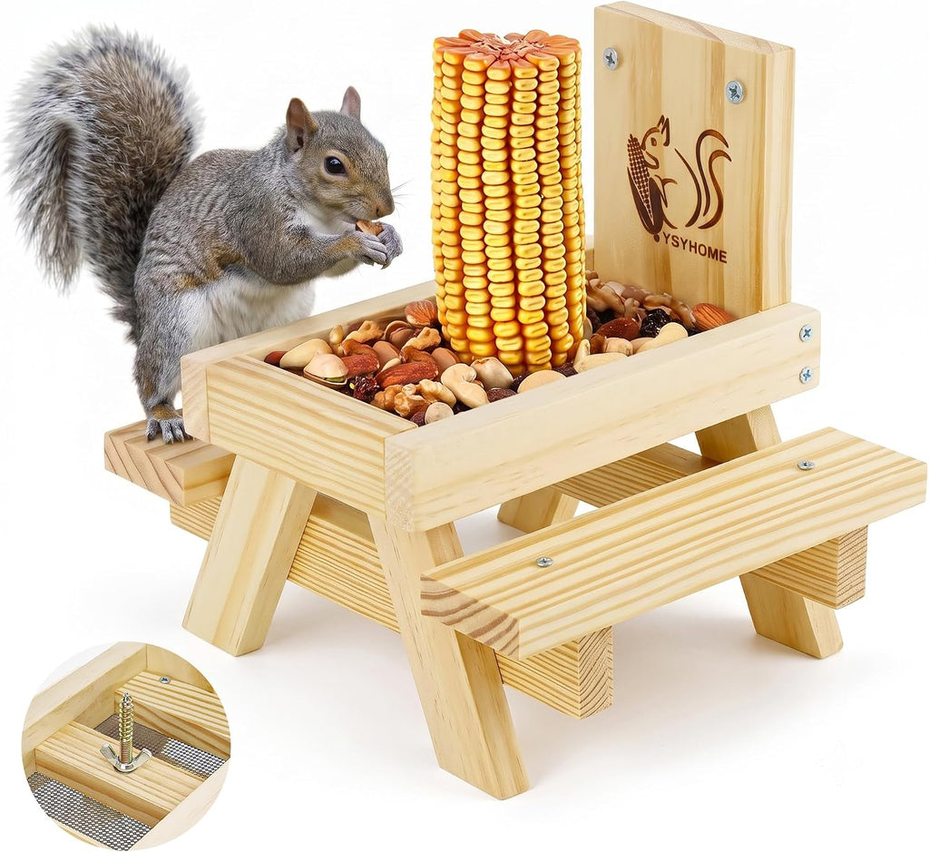 Squirrel Feeder for Outside,Funny Squirrel Picnic Table Feeder