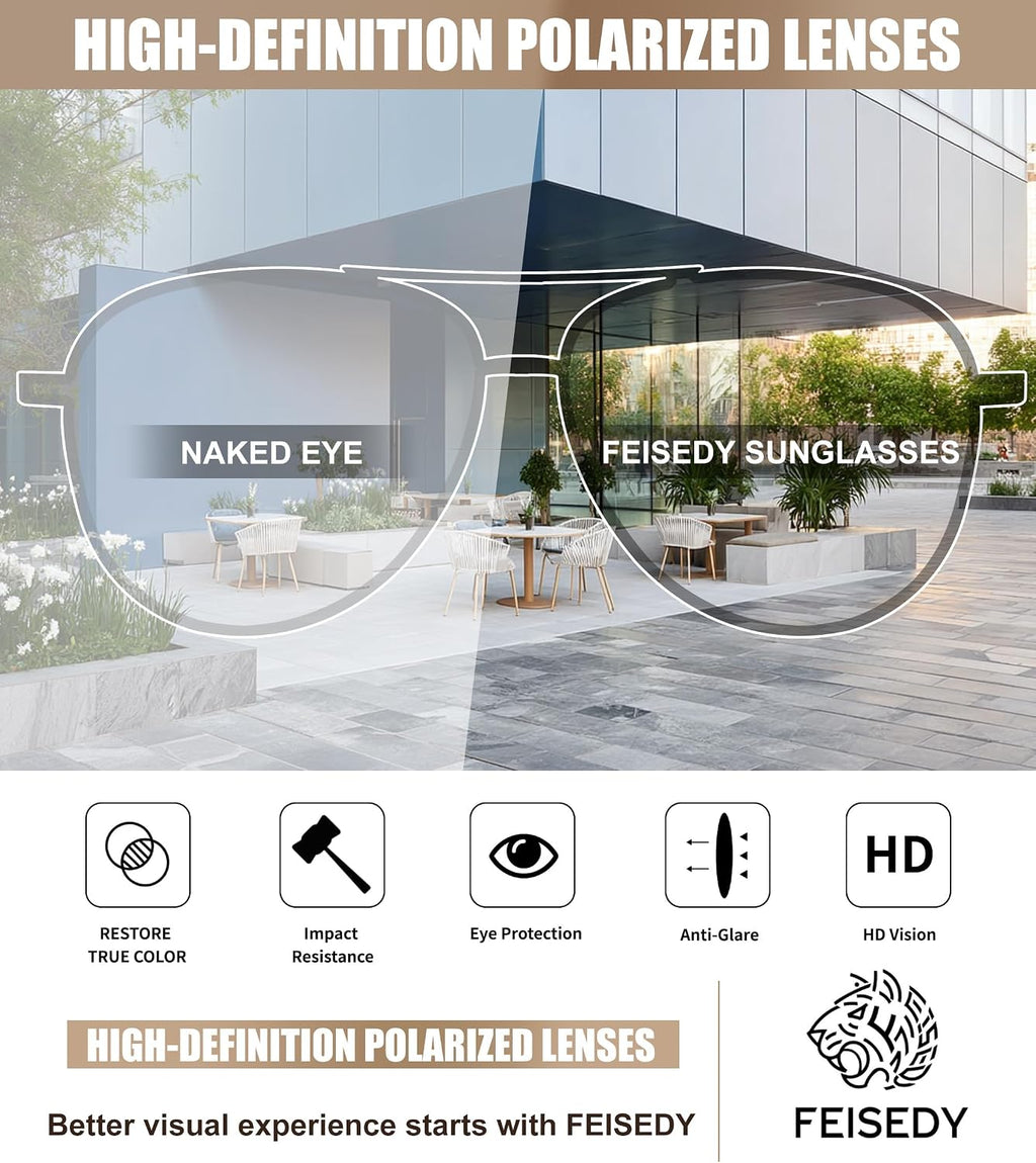 Retro Polarized Aviator Sunglasses for Women Men Vintage Square Sunglass With Classic Style B0259