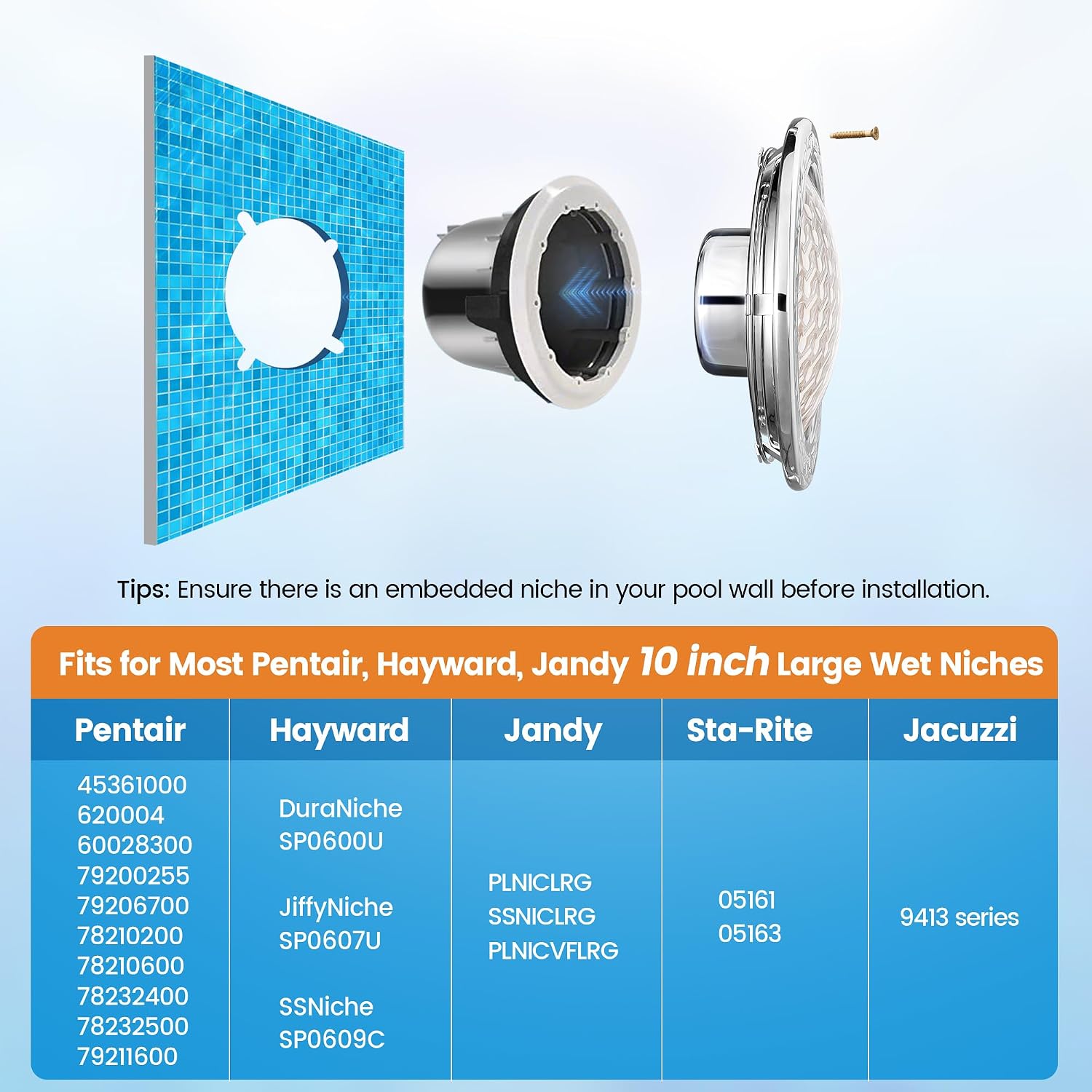 12V AC Pool Lights for Inground Pool, 10 Inch, Color Changing | Remote Control LED Pool Light, 35W LED, 300W