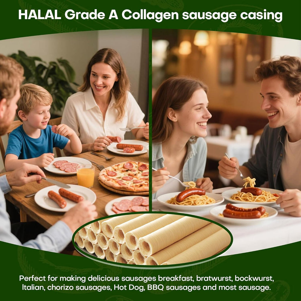 HALAL Sausage Casing, Grade A Edible Drying Collagen Sausage Casings for Flavorous Homemade Sausages