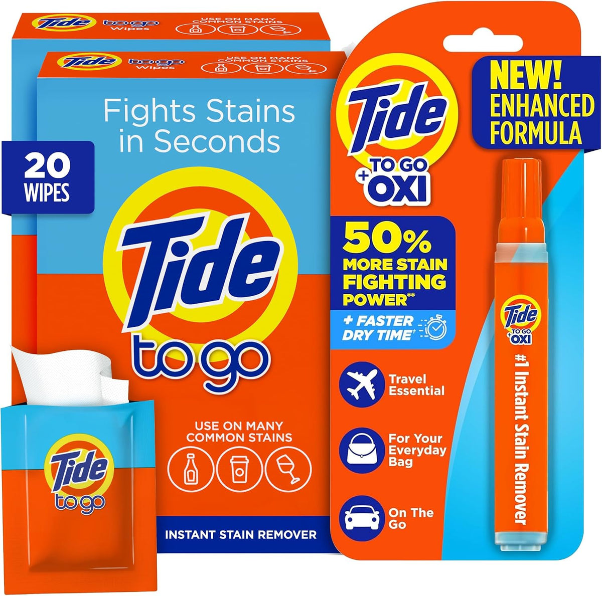 To Go Stain Remover Bundle, Pen + 20 Travel Wipes, Clothes Care