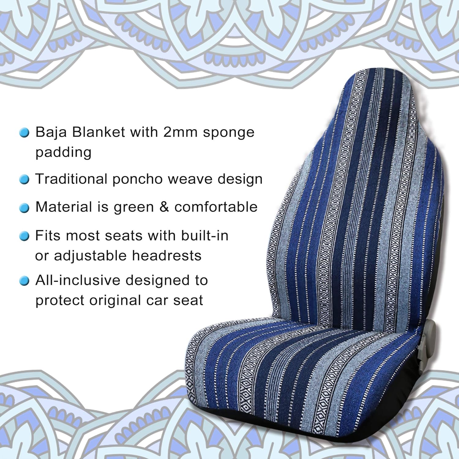 Universal Baja Seat Cover Universal Durable Bucket Seat Cover for Car SUV Automotive Navy Blue