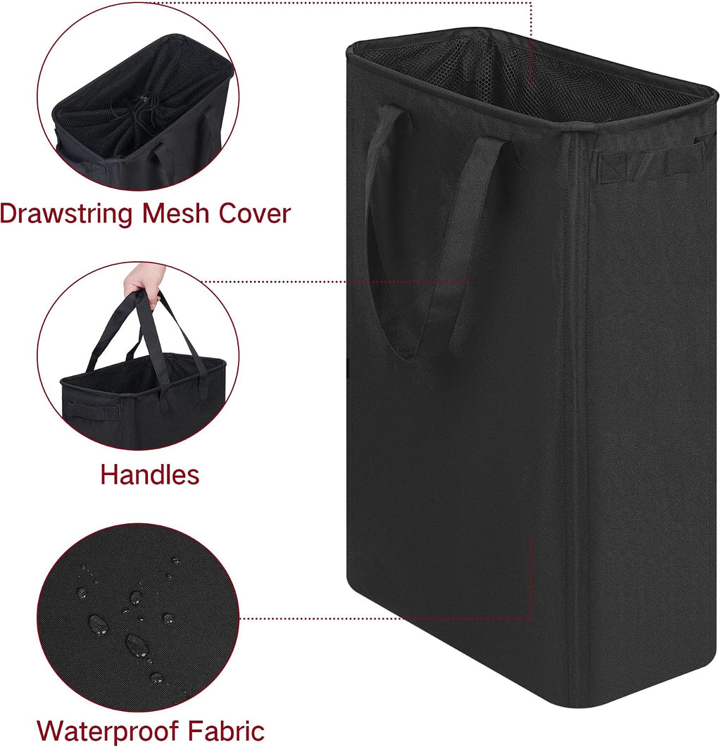 Slim Laundry Basket, Narrow Laundry Hamper with Handles, Collapsible Dirty Clothes Hamper, Tall Laundry Bin for