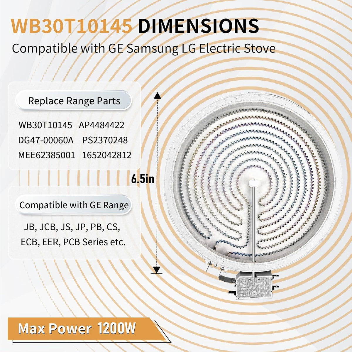 WB30T10145 5.5" Single Radiant Surface Element Compatible with GE Range