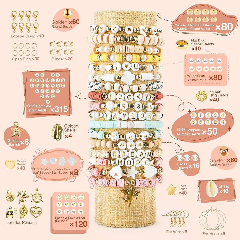 Clay Beads 3 Boxes Bracelet Making Kit, 10800pcs Beads for Jewelry Making, Letter Beads for Friendship Bracelets DIY