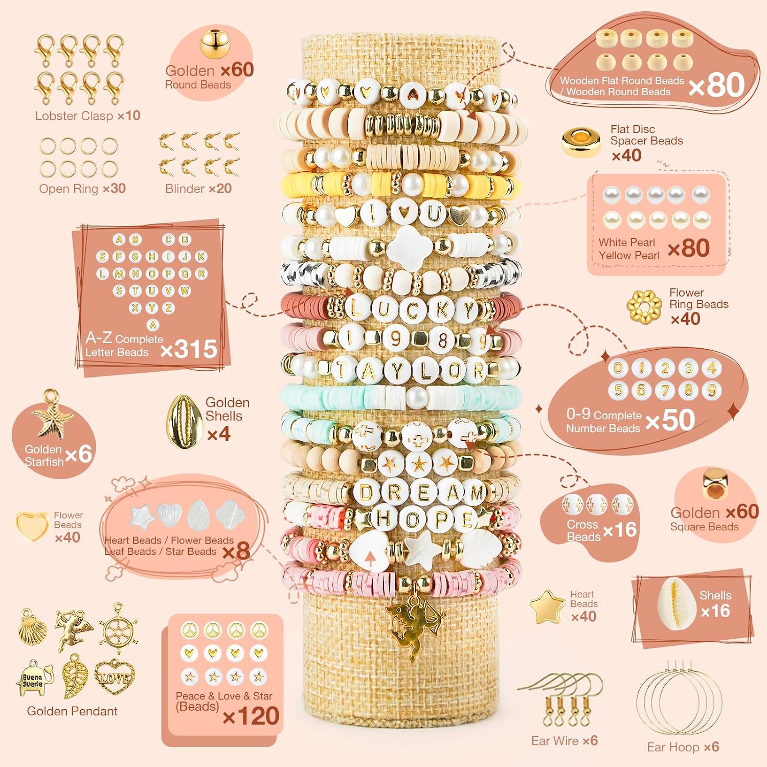 Clay Beads 3 Boxes Bracelet Making Kit, 10800pcs Beads for Jewelry Making, Letter Beads for Friendship Bracelets DIY