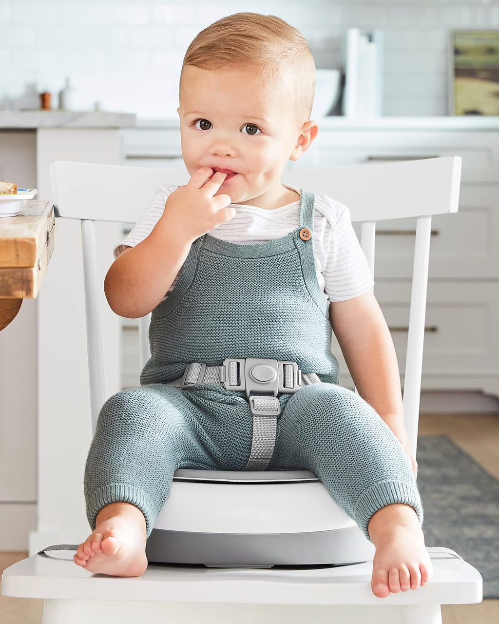 Booster Seat for Dining Table, Sleek Seat Booster, Grey/White