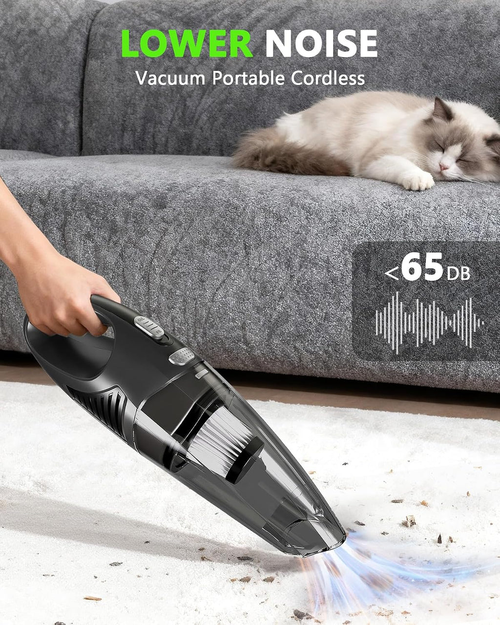 Handheld Vacuum Cordless, Rechargeable Car Vacuum Cleaner with Multiple Attachments, Portable Hand Held Vacuum