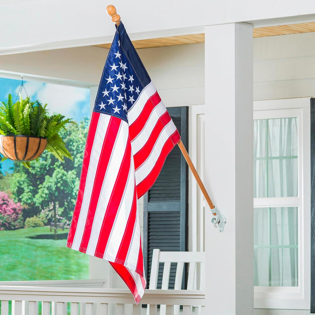 56" Solid Wood Flag Pole with One Clip and Anti-Wrap Tube for 3'x5' Estate Flag with Pole Sleeve, Outdoor