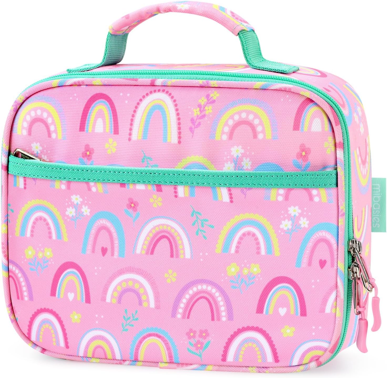 Kids Lunch Box for Girls, Insulated and Reusable Lunch Bag for School Preschool Kindergarten, Pink Rainbow