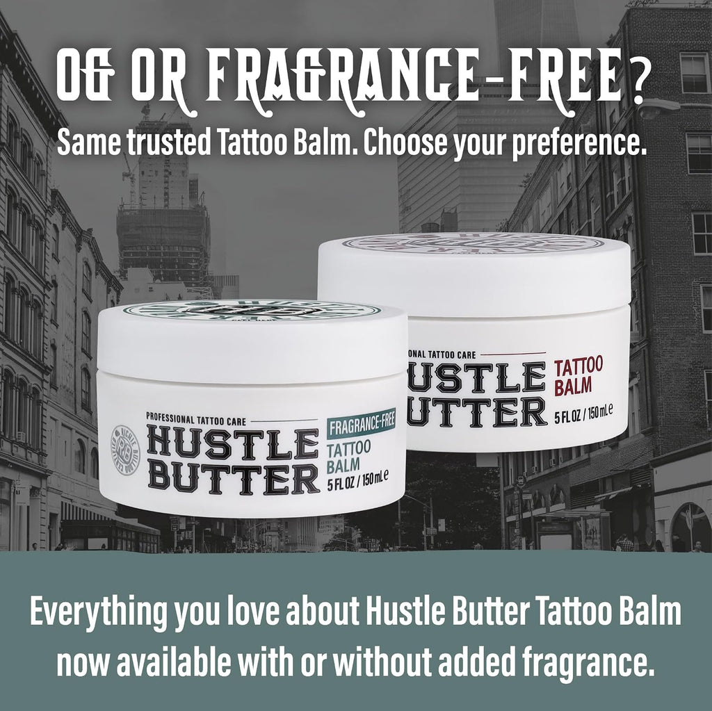 Hustle Butter Fragrance Free Tattoo Aftercare 5oz Tattoo Balm, Unscented Vegan Tattoo Butter and Healing Cream for
