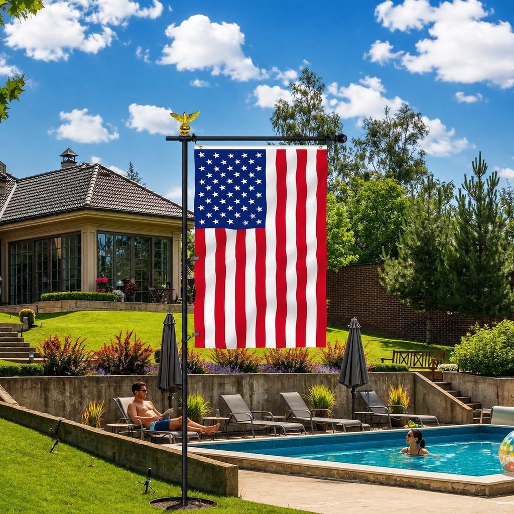 10FT Adjustable Garden Flag Pole Stand with Eagle Top | For 3x5 Feet & 28x40 Inch Flags, Heavy Duty Free standing