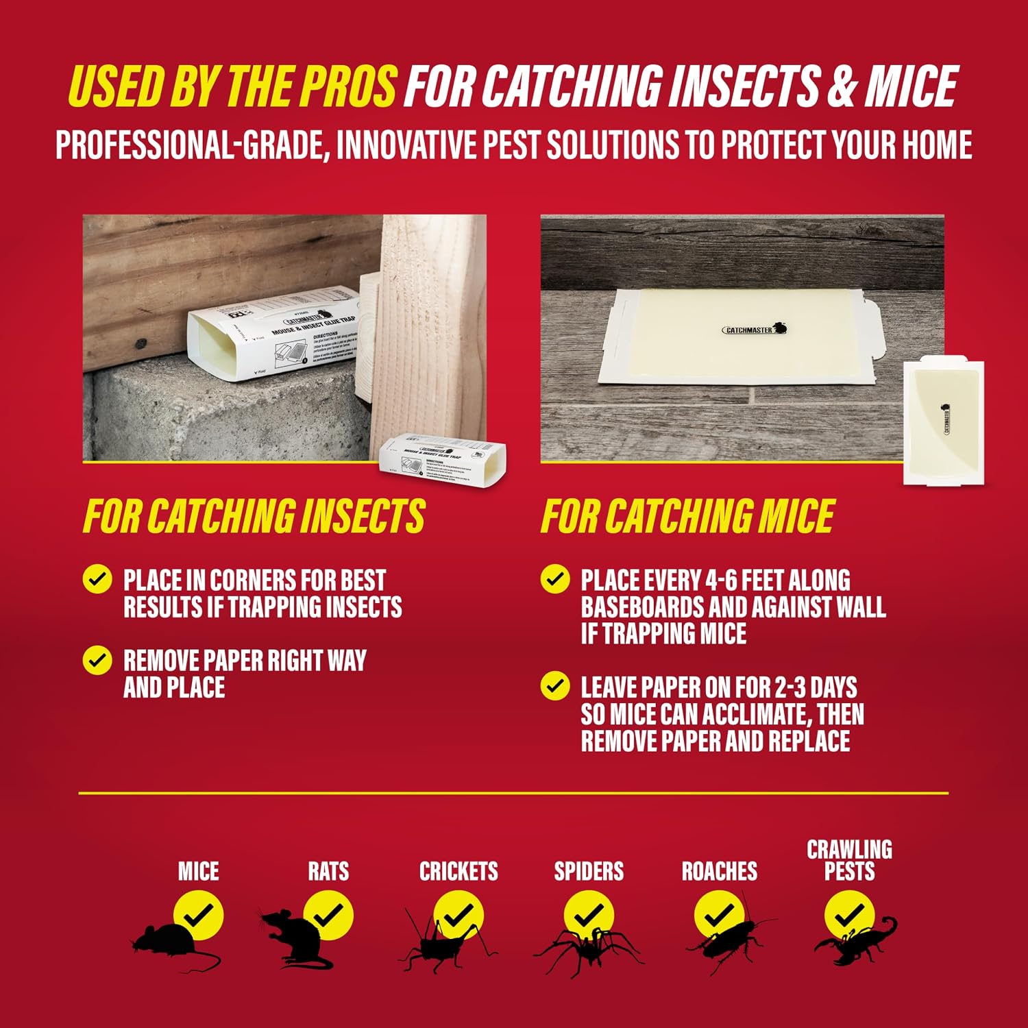 Mouse & Insect Super Glue Traps 30PK, Mouse Traps Indoor for Home, Extra Strength Sticky Pest Control Adhesive Tray