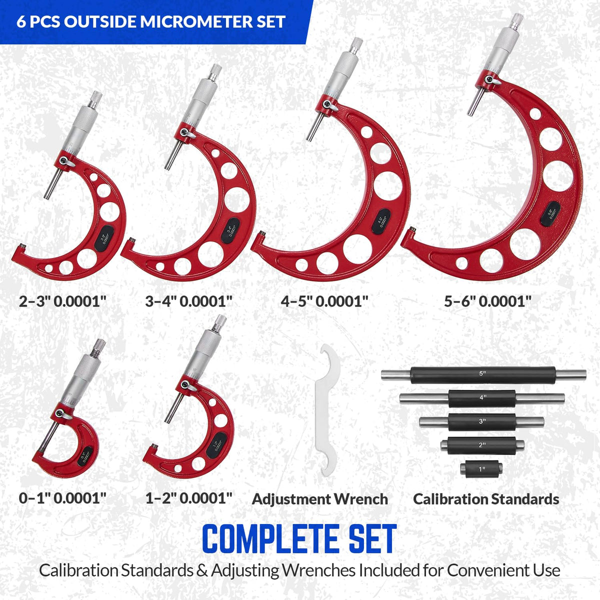 Premium Outside Micrometer Set 0-6" / 0.0001"