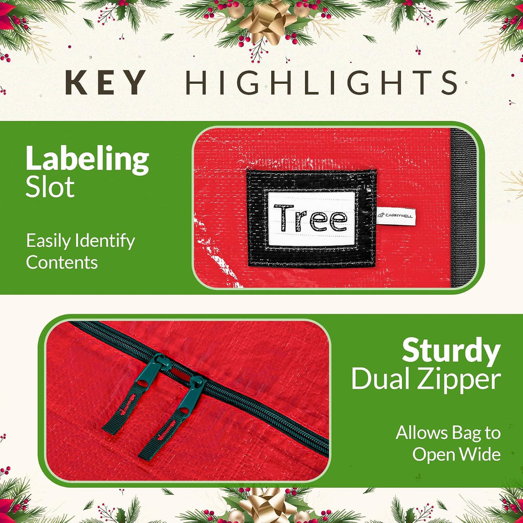 (Not Made In China) Christmas Tree Storage Bag 9ft Tree, Fits Up to 9 foot Artificial Tree, Durable Handles with Tear