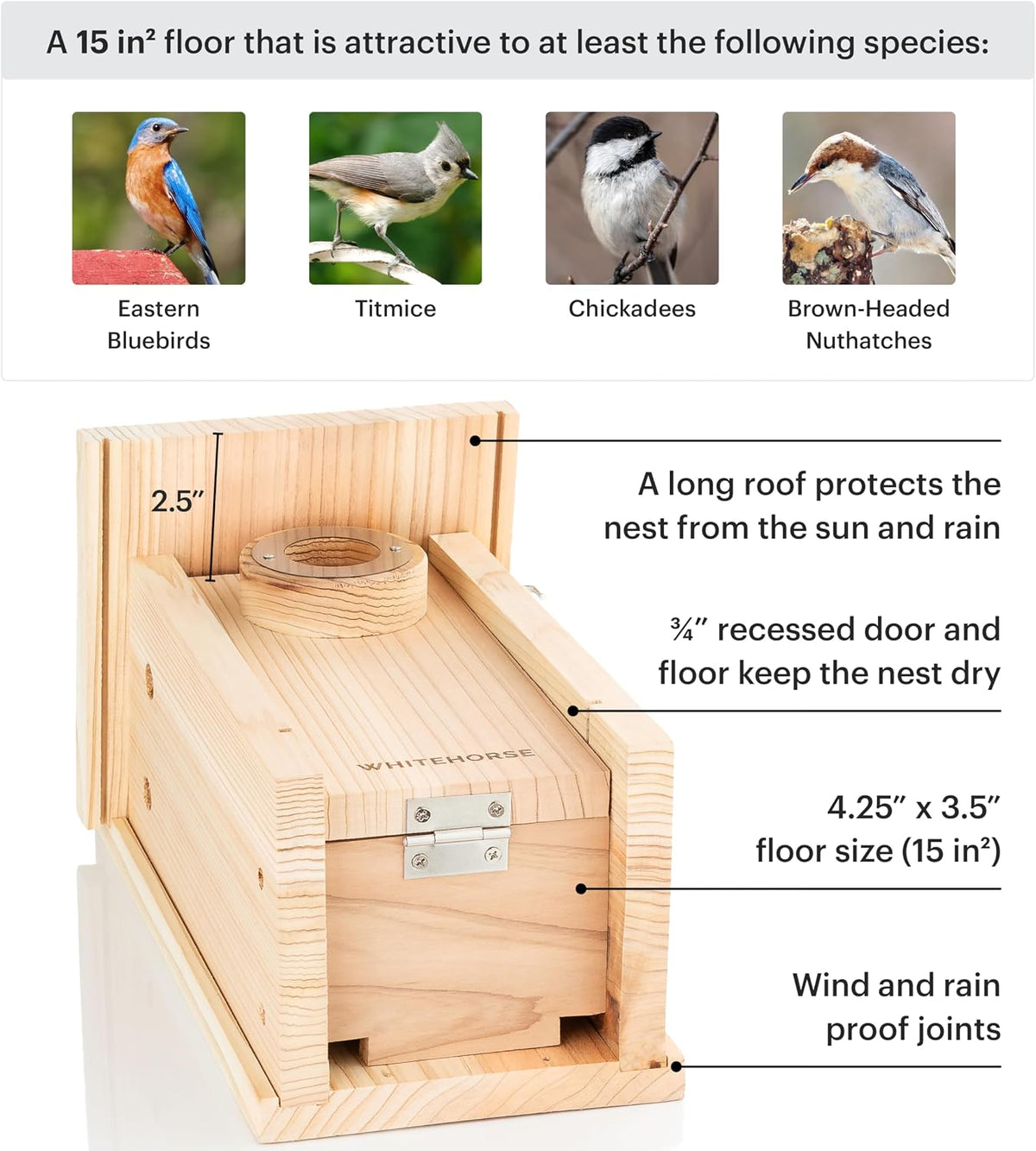 Bluebird House - Weatherproof Bird House for Outdoors - Cedar Birdhouse Built to NABS Specs - Nest Box for Bluebirds