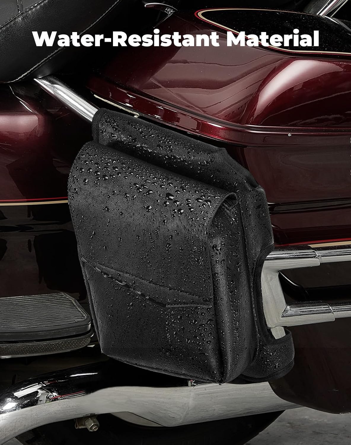 Side Saddlebag Guard Bag Organizer with Bottle Holder PU Leather | Compatible with Touring Road King Electra Glide