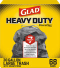 Large 30 Gallon Trash Bags, Unscented Heavy Duty Garbage Bags, Forceflex with Drawstring, 68 Count (Packaging May Vary)