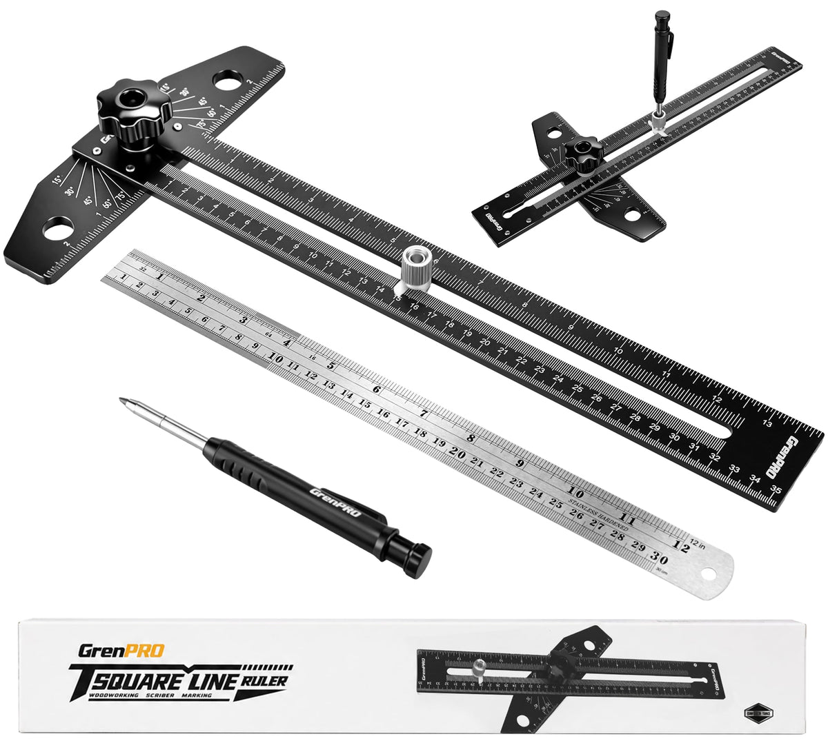 GRENPRO Combination Speed T-Square Ruler Angle Finder Woodworking Tools