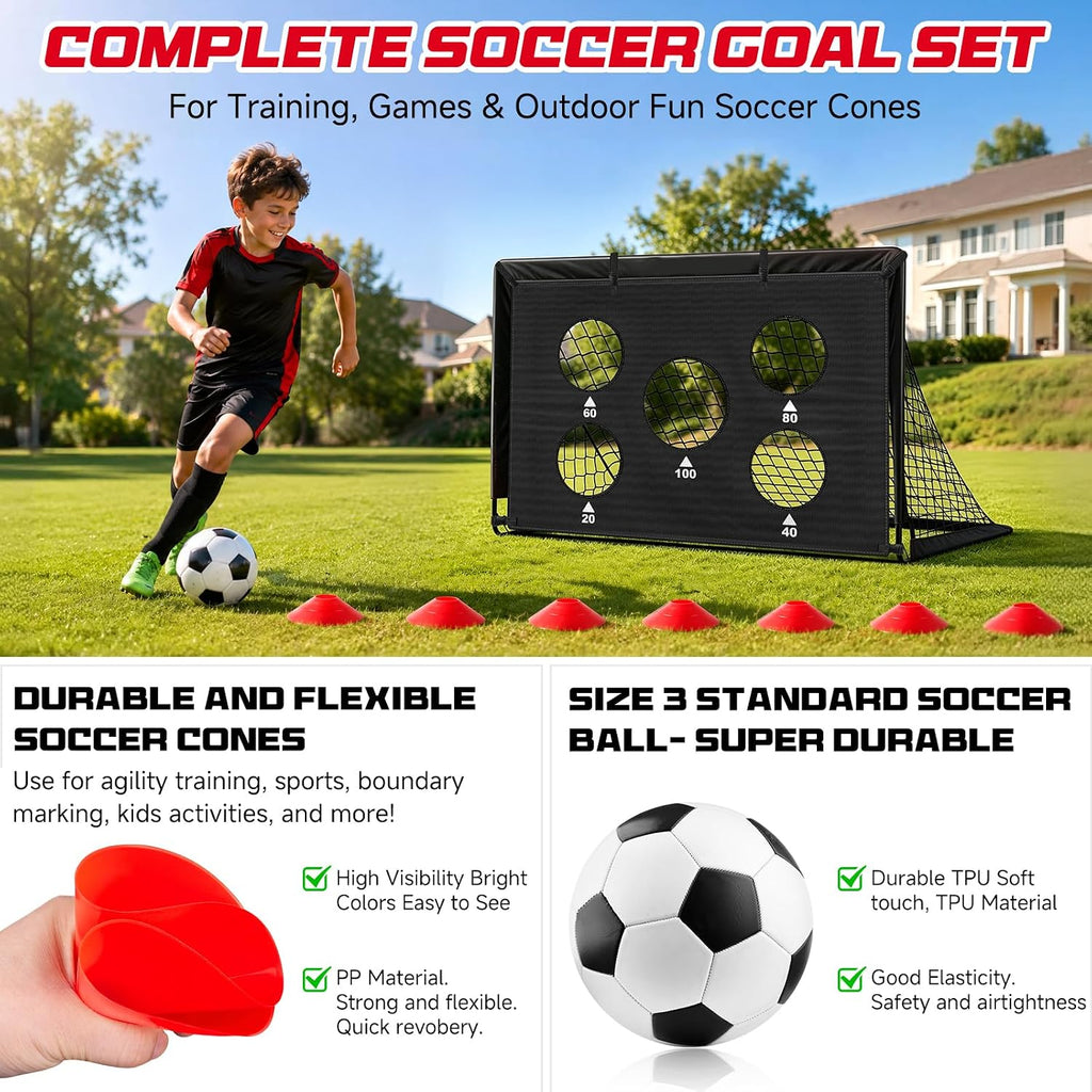 Soccer Goal,Backyard Soccer Goals for Kids 2 Pack,4x3/6x4 FT Portable Toddler Soccer Nets with Target,Ball &