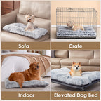 Fluffy Dog Crate Bed for Medium Dogs, Plush Crate Pad, Grey