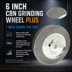 Upgraded 6 Inch CBN Grinding Wheel, 1/2" Arbor, 1" Wide, 1" Side, 600 Grit
