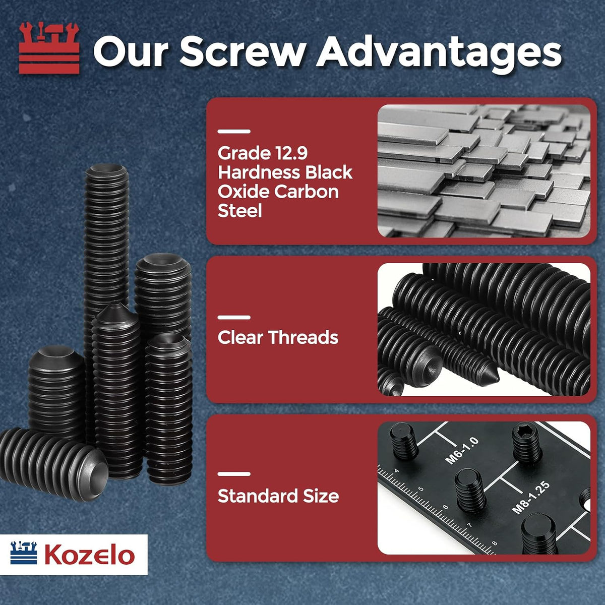 25Pcs Cup Point Socket Set Screws-#10-24x1/4 Carbon Steel
