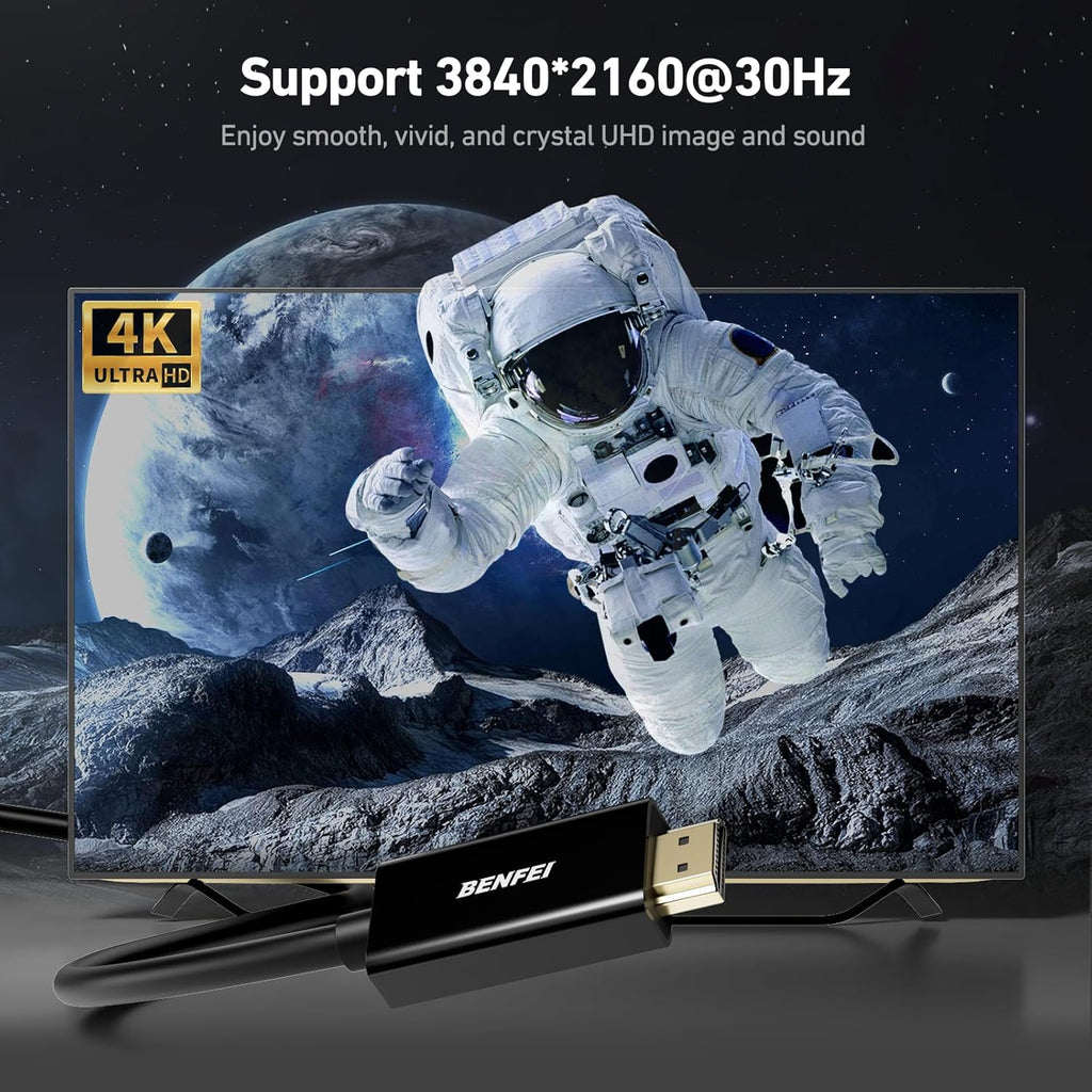 4K DisplayPort to HDMI 6 Feet Cable, Uni-Directional DP 1.2 Computer to HDMI 1.4 Screen Gold Plated Cord for Lenovo