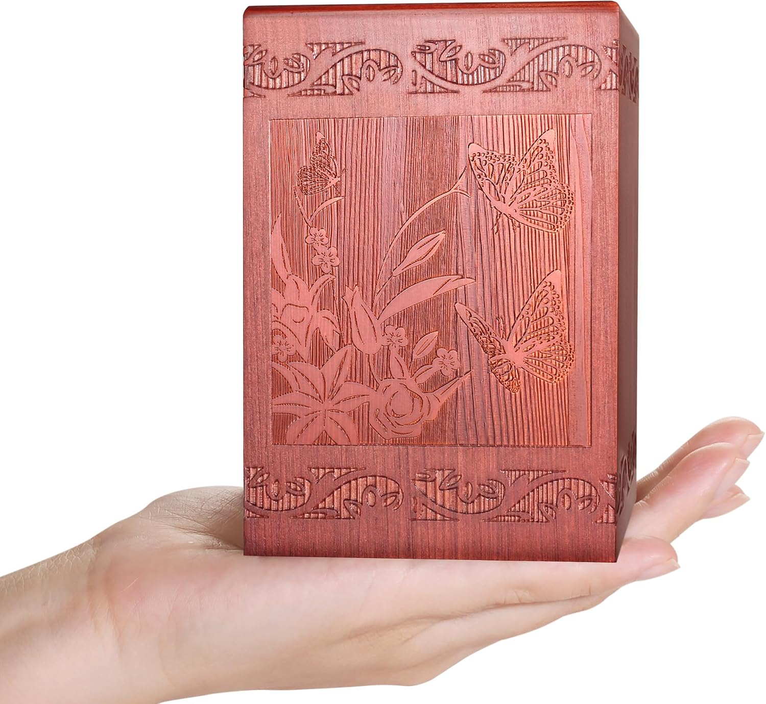 Wooden Cremation Urn for Human, Wood Handmade Engraved Decorative Box, Funeral Urns for Adult Male Female Burial or