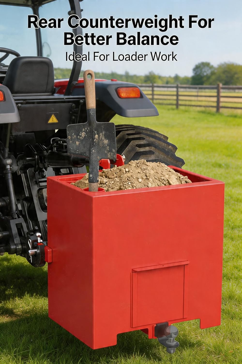 Ballast Box 3 Point Category 1 Tractor, 800lbs Capacity Counterweight Storage Box with 2 Inch Receiver, Heavy Duty