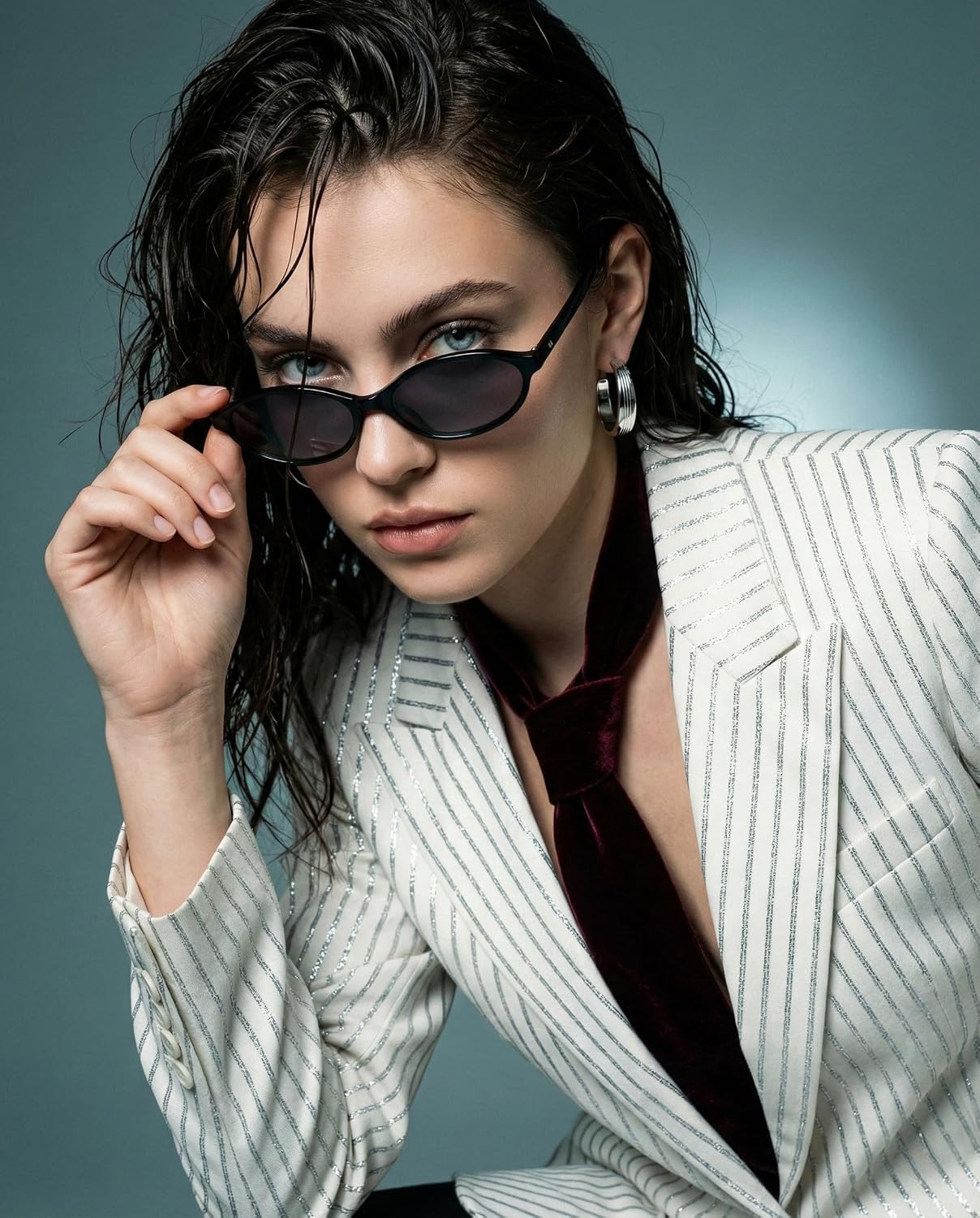 Polarized Retro Oval Sunglasses for Women Y2k 2000s Cateye AR82382 | 90s Narrow Round Skinny Frame,Lightweight Cute