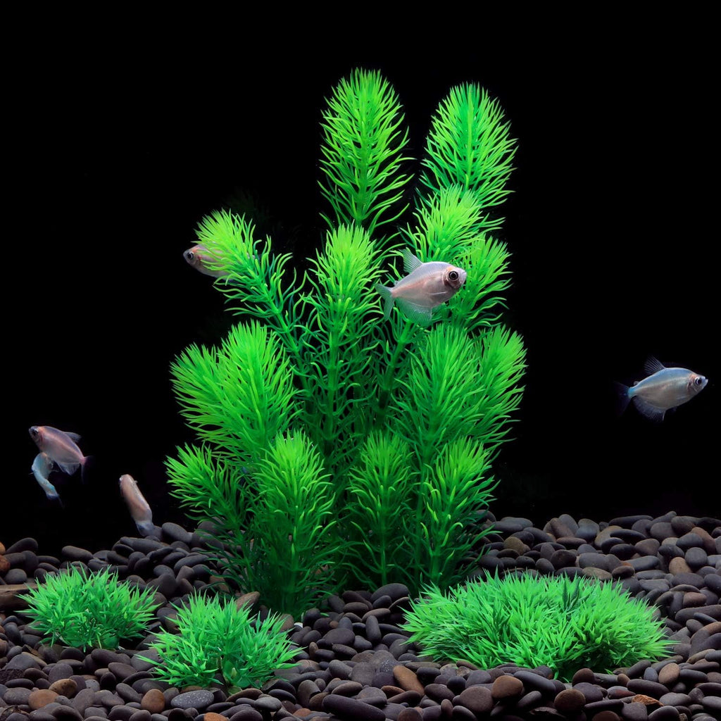 Aquarium Plants, Artificial Aquarium Decorations for Fish Tank Decor, Pack of 4