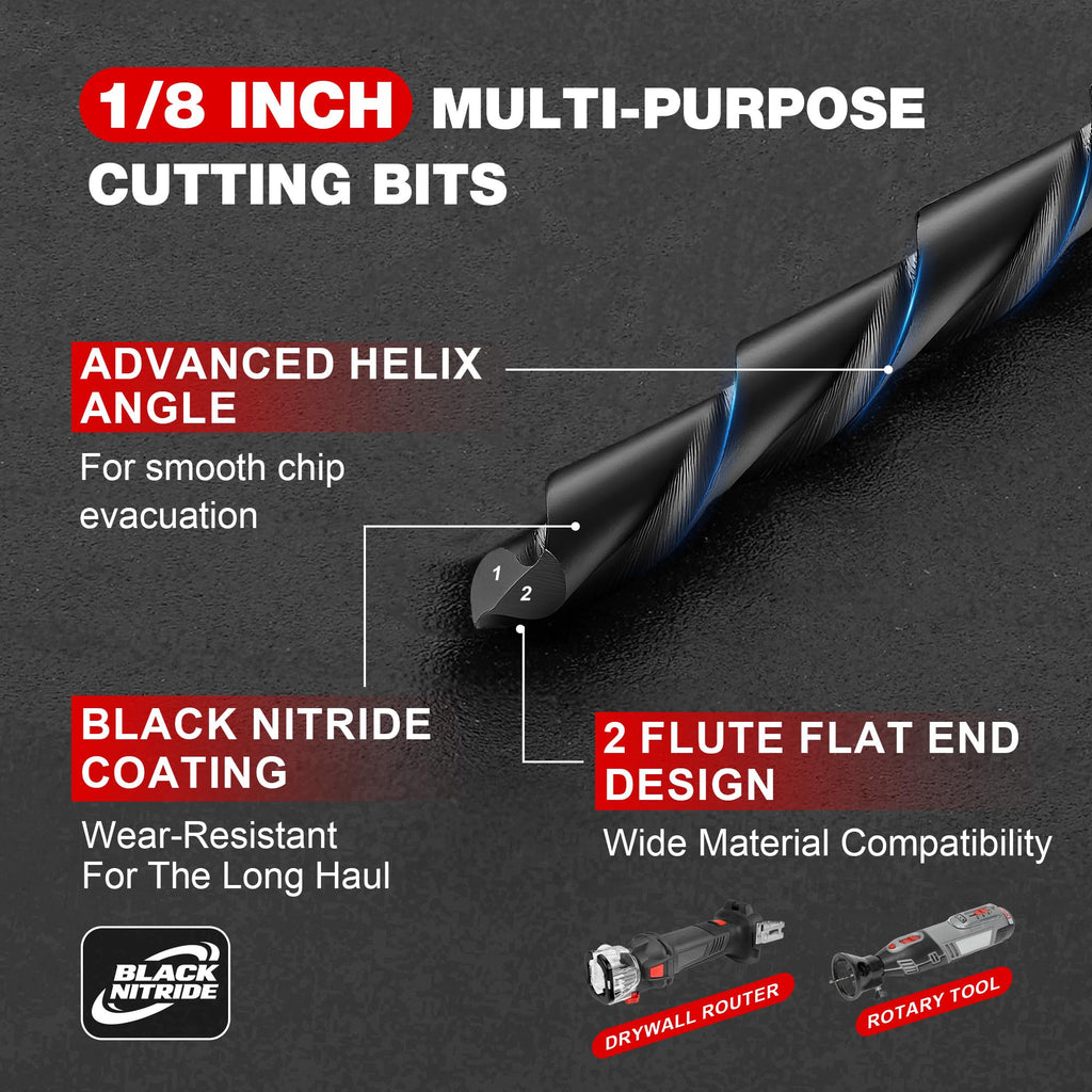 EZARC 1/8-Inch Multi-Purpose Cutting Bits for Drywall Wood Plastic