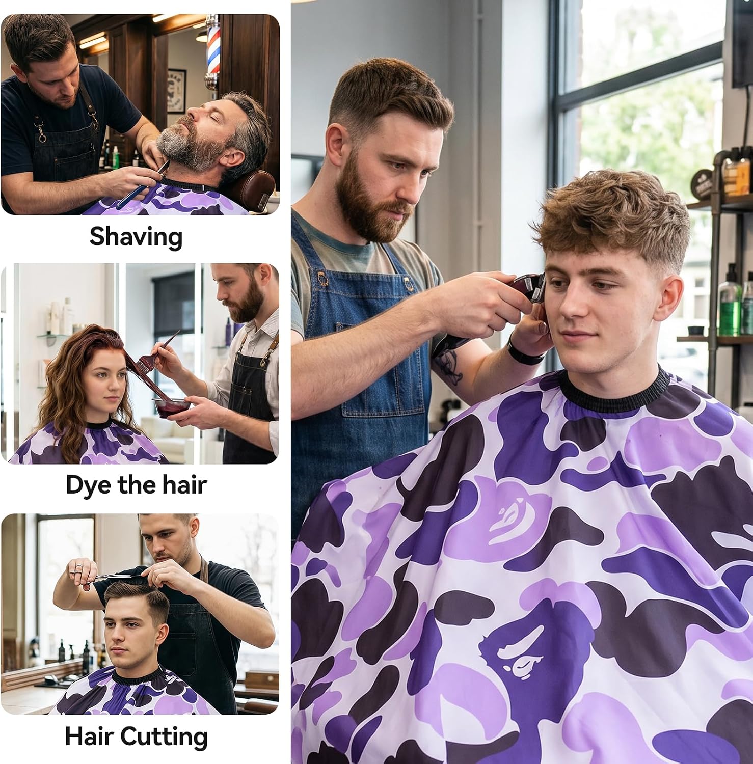 Waterproof Hair Cutting Cape Polyester Salon Barber Cape Adjustable Collar