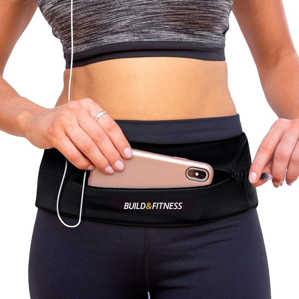 Zipper Running Belt – Adjustable Waist Pack, Slim, Light, YKK Zip, Secure Key Clip – Fits ALL Cell Phones, Keys