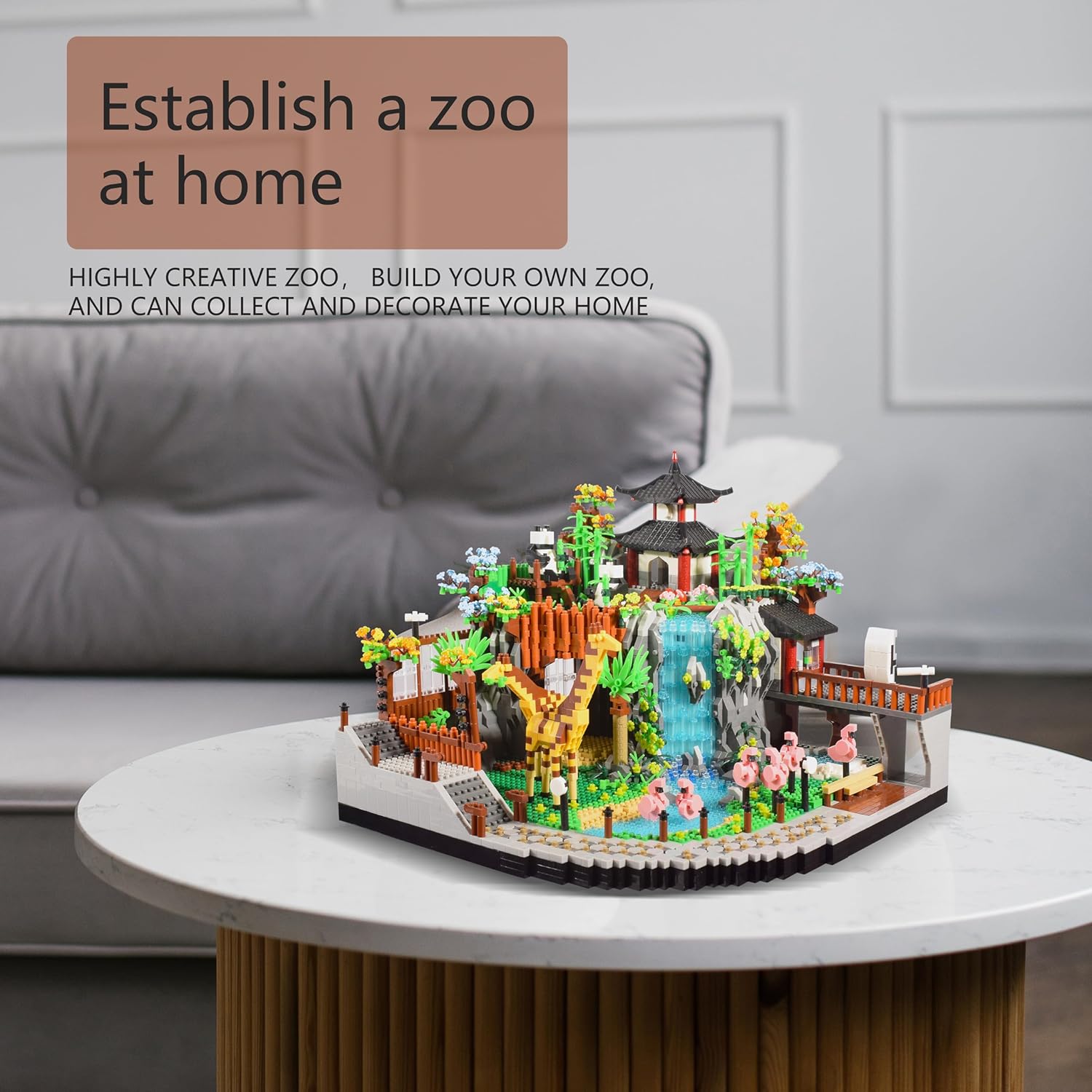 Zoo Micro Mini Bricks Desert Building Blocks,Creative Ideals Zoological Park Architecture Toy Present Model for