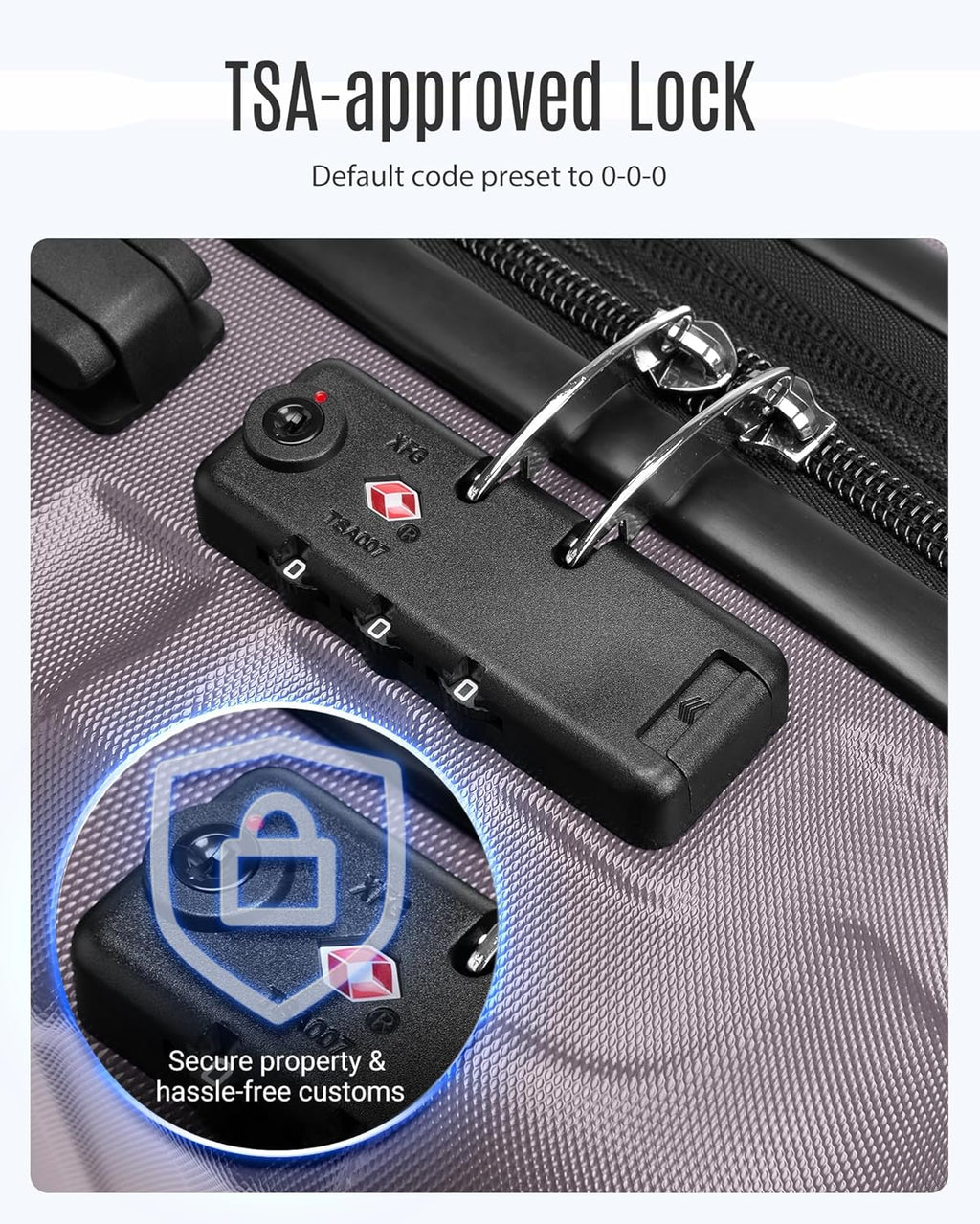 Luggage Sets, 3 Piece Durable Suitcase Set with Spinner Wheels, 3 Pcs Hardside Lightweight luggage with TSA Lock