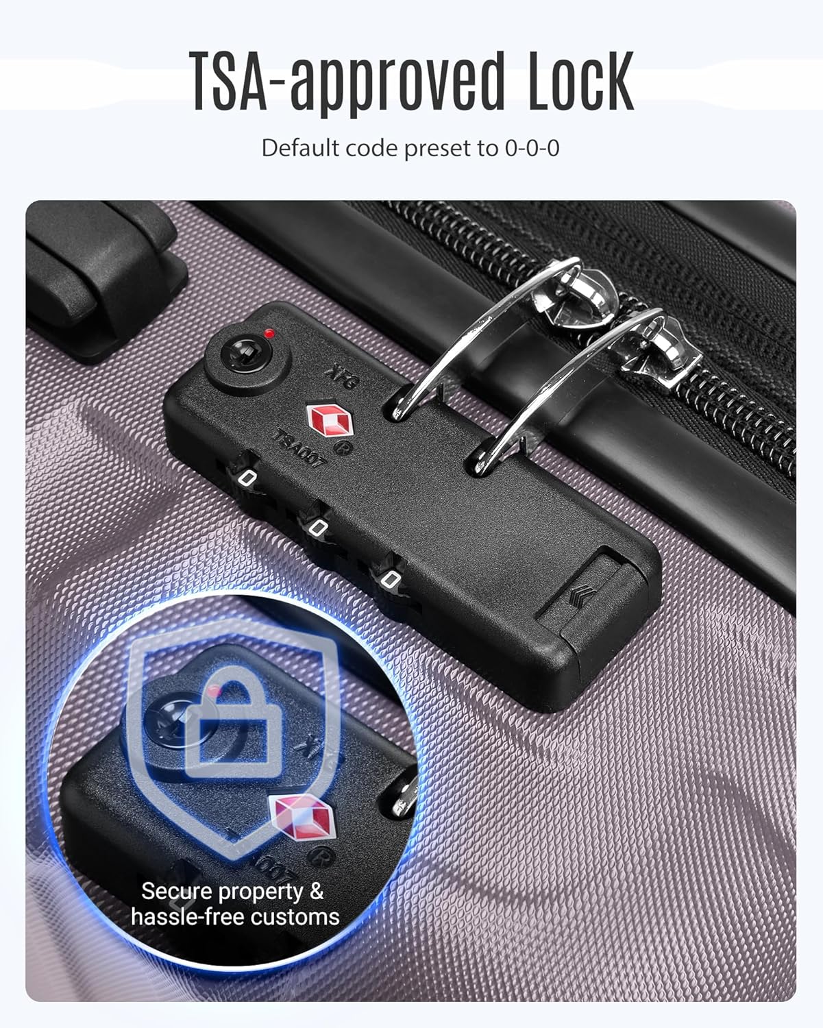 Luggage Sets, 3 Piece Durable Suitcase Set with Spinner Wheels, 3 Pcs Hardside Lightweight luggage with TSA Lock