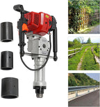 52CC Gas-Powered T-Post Driver with 2.55HP 2-Stroke Engine, Air-Cooled Petrol Piledriver, 1300-3000 BPM, Includes 3