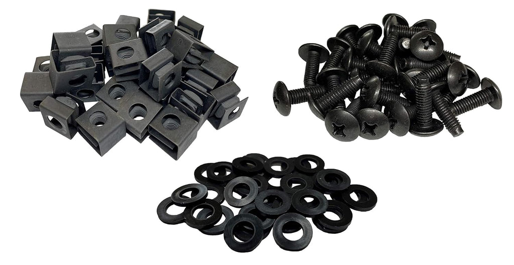 M6 Slide-on Cage Nut & Screws w/Washers 25-Pack - USA Made