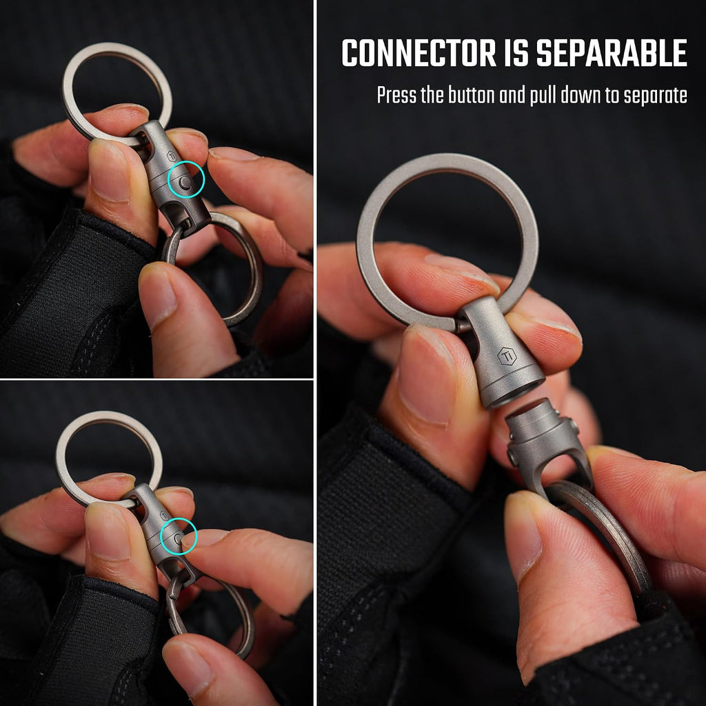 Titanium Magnetic Quick Release Keychain, One-Hand Detachable Connector for Car Keys, USB Drives and EDC, Gear, KA45