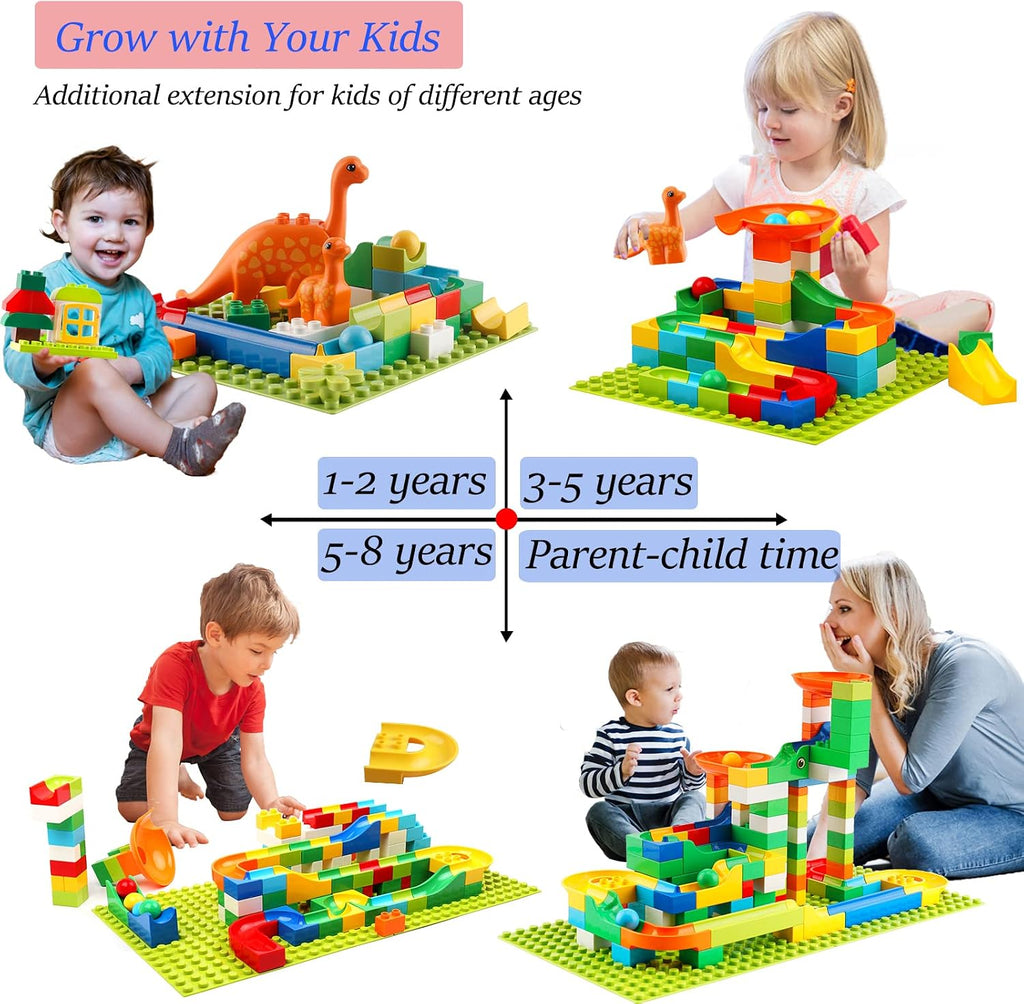 Marble Run Building Blocks, 145 PCS Classic Big Blocks STEM Toy