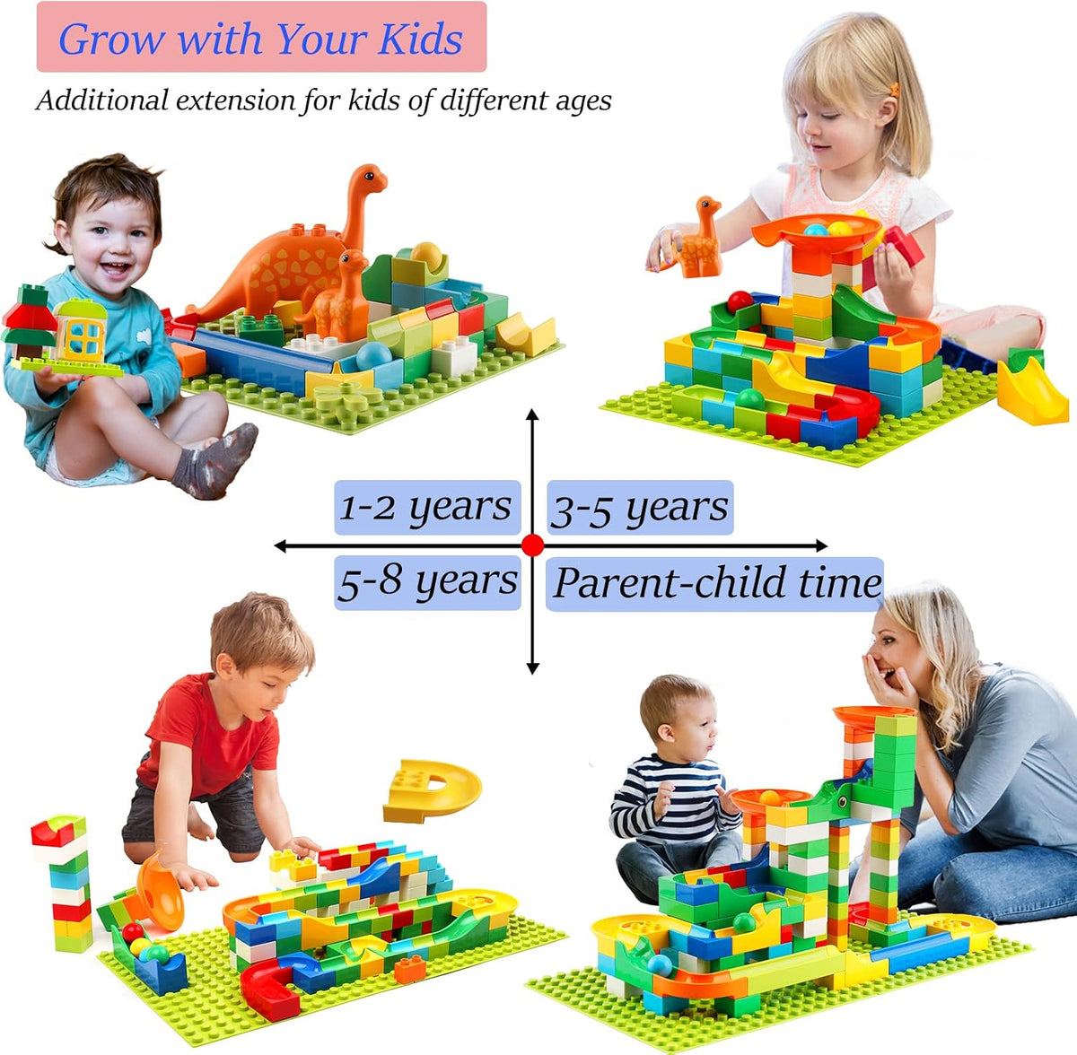 Marble Run Building Blocks, 145 PCS Classic Big Blocks STEM Toy