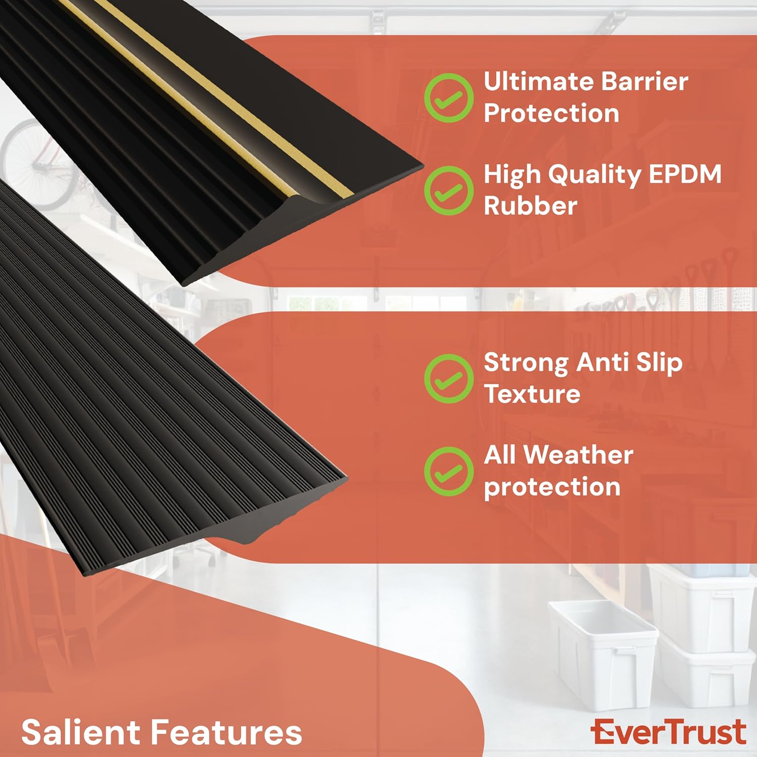 10Ft/3M Garage Threshold Seal Strip + 1pc 300ml Sealant Adhesive
