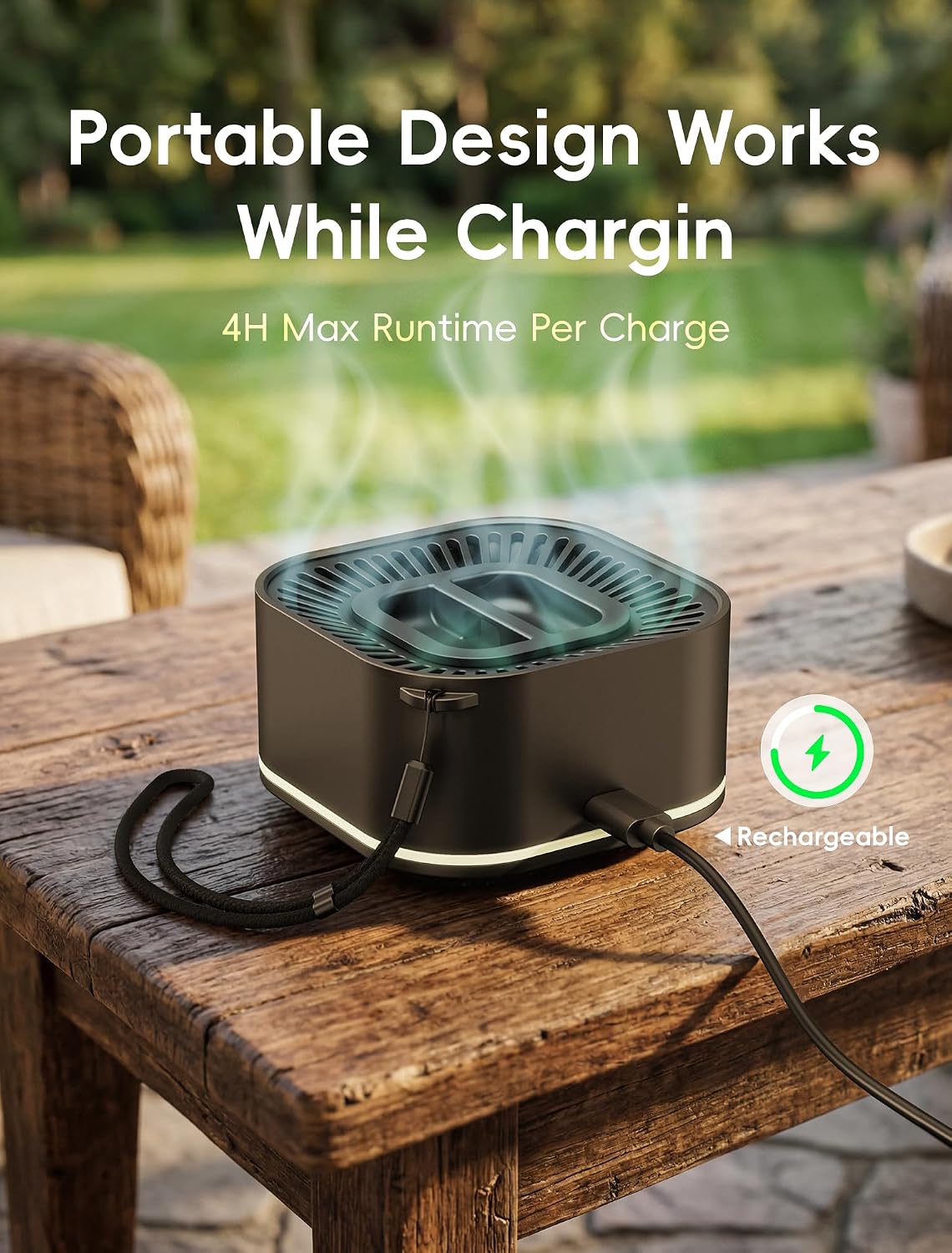 Rechargeable Mosquito Repellent Outdoor Patio, 2 Refills | Electronic Bug Repellent Outdoor Device | 20 ft Coverage