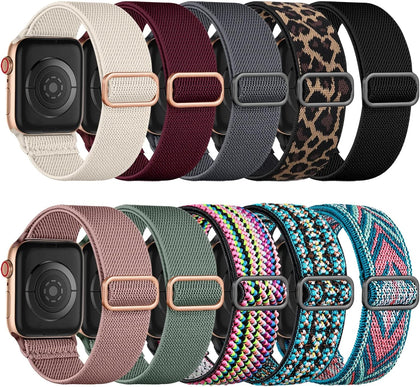 Stretchy Nylon Solo Loop Compatible with Apple Watch Bands 38/40/41/42mm for Women & Men, Adjustable Sport Elastic