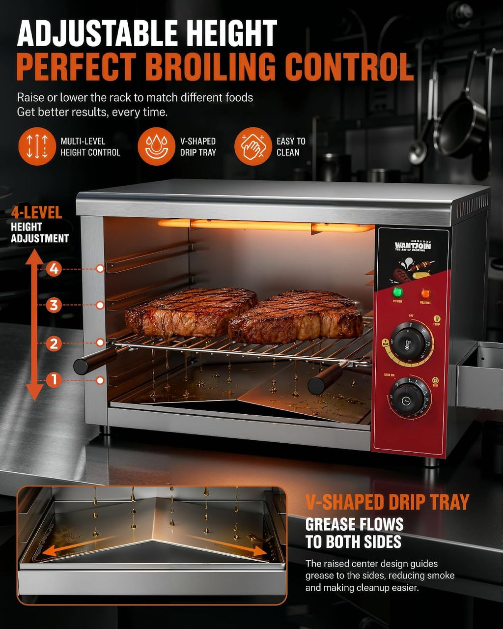 Large Commercial Salamander Broiler 2000W