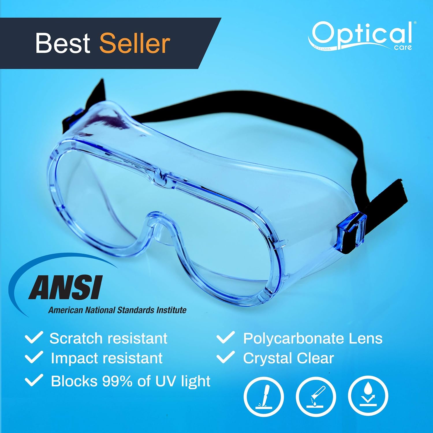 Safety Goggles FDA Registered Anti-Fog Fits Over Glasses Scratch Resistant Lab Science Chemistry Work Nurse