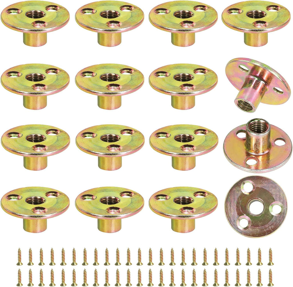 FoDau770 M10-1.5 Brad Hole T-Nut with Screws - 16 Set (64 Pieces)