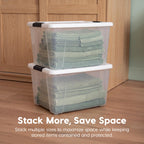 40 Qt Storage Bins with Lids, 6 Pack, Clear/White